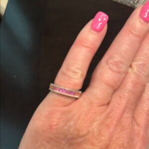 sterling silver & pink gemstone ring